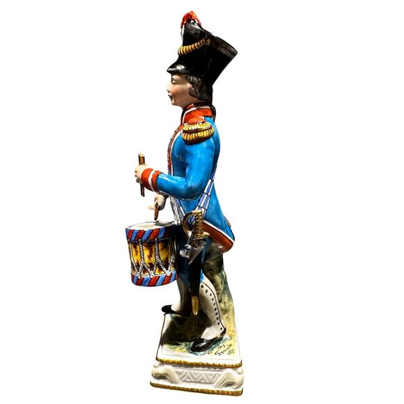 Naples Capodimonte 1804 Porcelain 9" Hand Painted French War Drummer Figurine - Picture 7 of 8